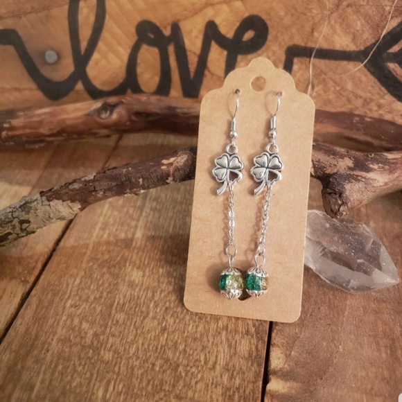 Lucky Clover Heart Shamrock earrings Long~Celtic~St Patrick's day~Irish Gift - Picture 6 of 13